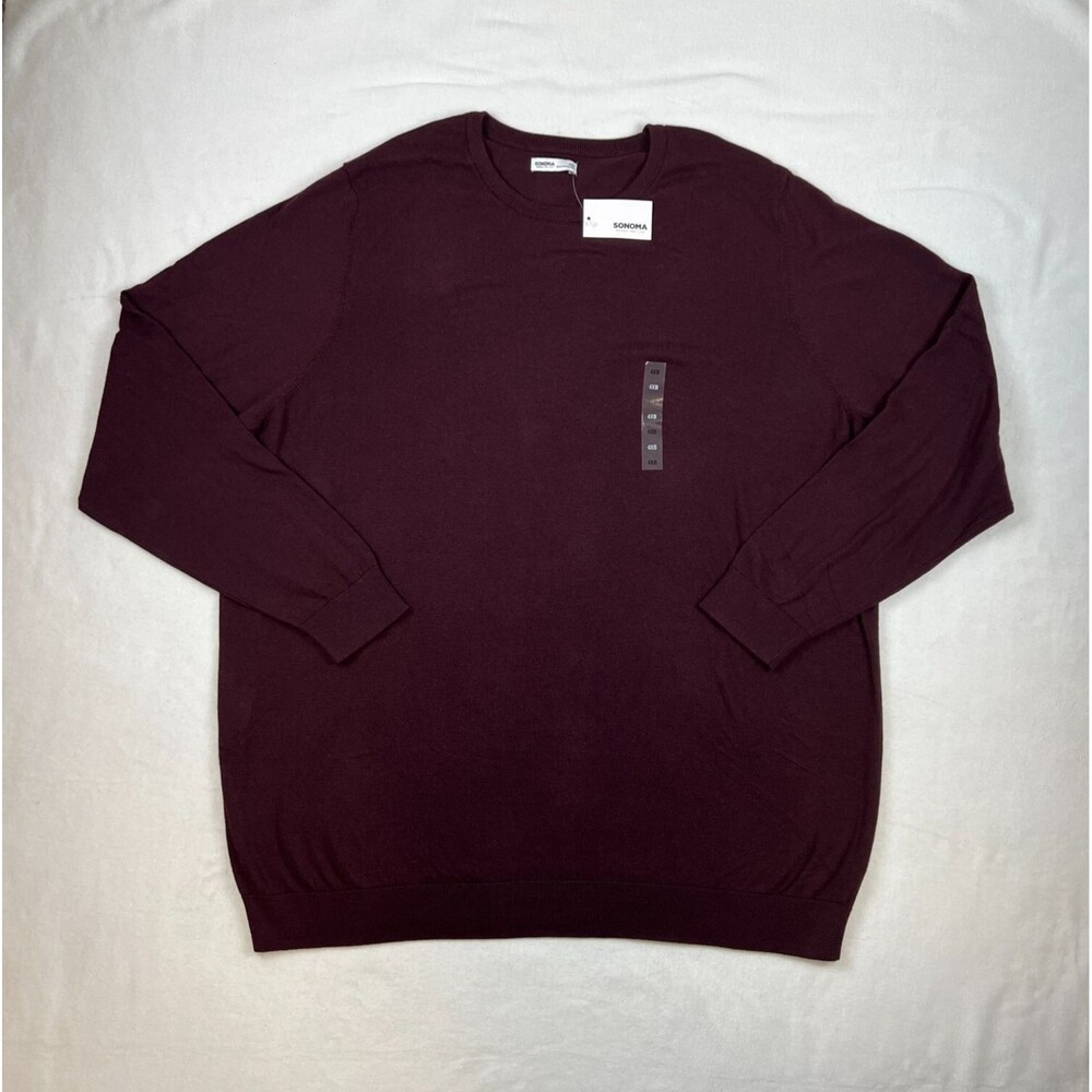 Sonoma Crewneck Sweater Mens 4XB Burgundy Pullover Comfortable Capsule Basic 4XL